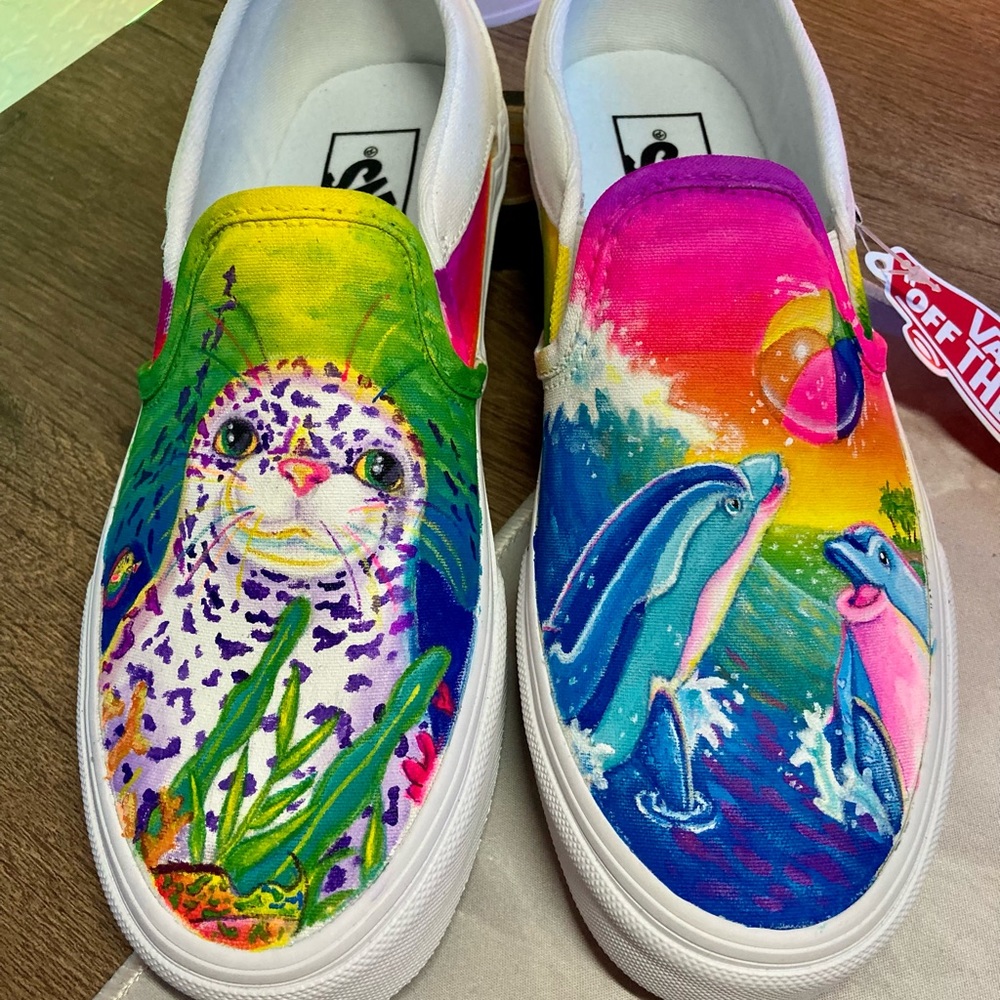 Custom Hand painted Lisa Frank Womens 7.5 Vans